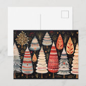 Elegante bunte Weihnachtsbäume Nordic Stil ポストカード (正面/裏面)