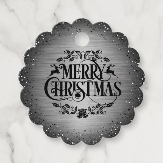 elegante color plateado y negro de navidad フェイバータグ (正面)
