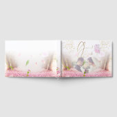 elegante de bodas y compromiso con flores y brillo ゲストブック (全面)