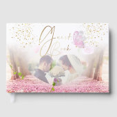 elegante de bodas y compromiso con flores y brillo ゲストブック (正面)