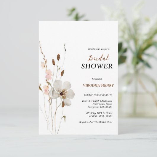Elegante ducha de novias con flores de Boho 招待状 (スタンド正面)