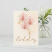 Elegante Einladungskarte mit zarten rosa Orchideen 招待状 (スタンド正面)