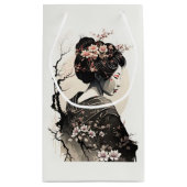 Elegante Geisha mit Kirschblüten - スモールペーパーバッグ (裏面)