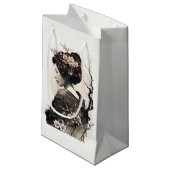 Elegante Geisha mit Kirschblüten - スモールペーパーバッグ (正面アングル)