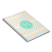 Elegante geometría de chevrón multicolor monograma ノートブック (右側)