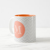 Elegante geometría de chevrón y monograma ツートーンマグカップ (正面左)