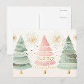 Elegante goldene, grüne und pinke Weihnachtsbäume ポストカード (正面/裏面)
