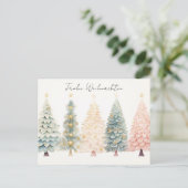 Elegante goldene und grüne Weihnachtsbäume ポストカード (スタンド正面)