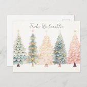 Elegante goldene und grüne Weihnachtsbäume ポストカード (正面/裏面)