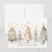 Elegante goldene und grüne Weihnachtsbäume ポストカード (正面/裏面)