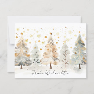 Elegante goldene und grüne Weihnachtsbäume ポストカード