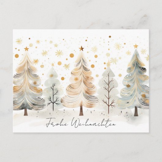 Elegante goldene und grüne Weihnachtsbäume ポストカード (正面)