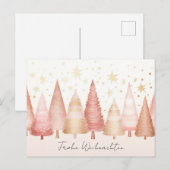 Elegante goldene und grüne Weihnachtsbäume ポストカード (正面/裏面)