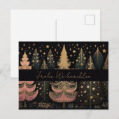 Elegante goldene und grüne Weihnachtsbäume ポストカード (正面/裏面)
