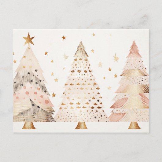Elegante goldene und pinke Weihnachtsbäume ポストカード (正面)
