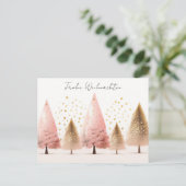 Elegante goldene und pinke Weihnachtsbäume ポストカード (スタンド正面)