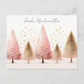 Elegante goldene und pinke Weihnachtsbäume ポストカード (正面)