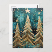 Elegante goldene Weihnachtsbäume  ポストカード (正面/裏面)