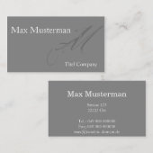 Elegante graue Monogramm Visitenkarte 名刺 (正面/裏面)