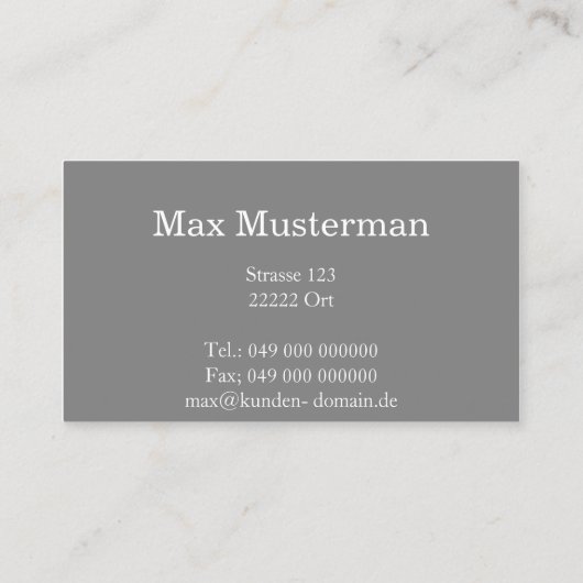 Elegante graue Monogramm Visitenkarte 名刺 (裏面)