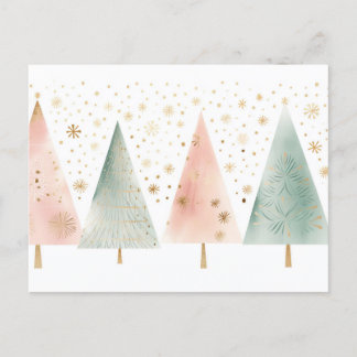 Elegante grüne und goldene Weihnachtsbäume ポストカード