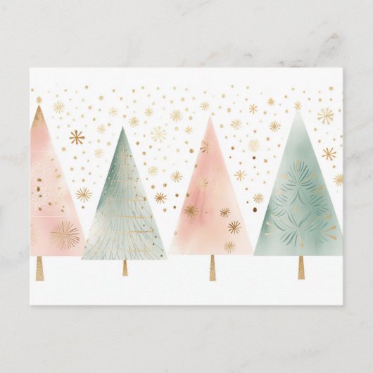 Elegante grüne und goldene Weihnachtsbäume ポストカード (正面)