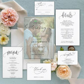 Elegante guión negro y blanco Boda simple 出欠カード