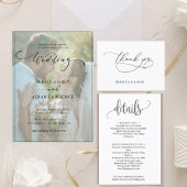 Elegante guión negro y blanco Boda simple 出欠カード