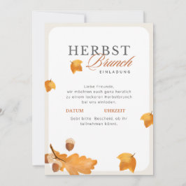 Elegante Herbst Brunch Einladung  Creme & Orange  招待状