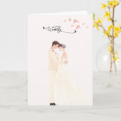Elegante Hochzeitskarte mit romantischem Brautpaar カード (黄色い花)