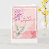 Elegante Hochzeitskarte mit Taube, Pfingstrosen & カード (黄色い花)