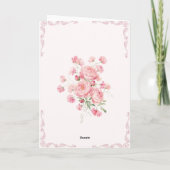 Elegante Hochzeitskarte mit Taube, Pfingstrosen & カード (裏面)