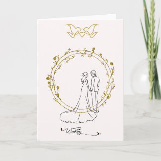 Elegante Hochzeitskarte Wedding mit Brautpaar im G カード