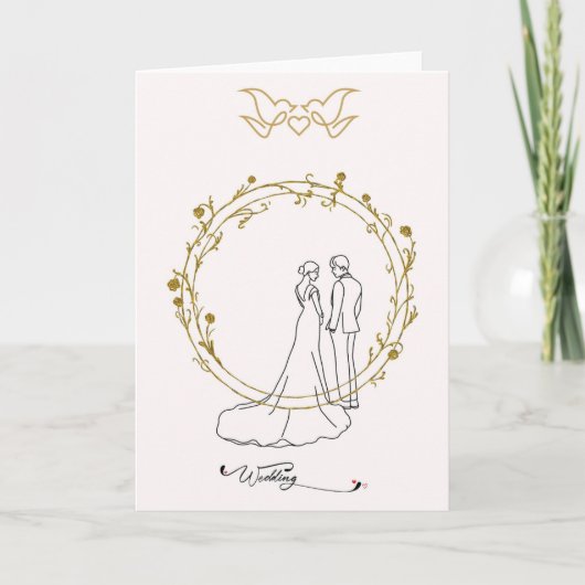 Elegante Hochzeitskarte Wedding mit Brautpaar im G カード (正面)