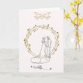 Elegante Hochzeitskarte Wedding mit Brautpaar im G カード (黄色い花)