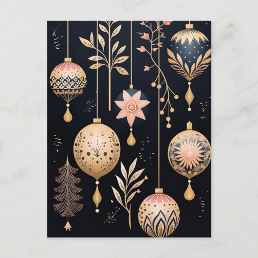 Elegante Illustration von Weihnachtsbaumkugeln  ポストカード (正面)