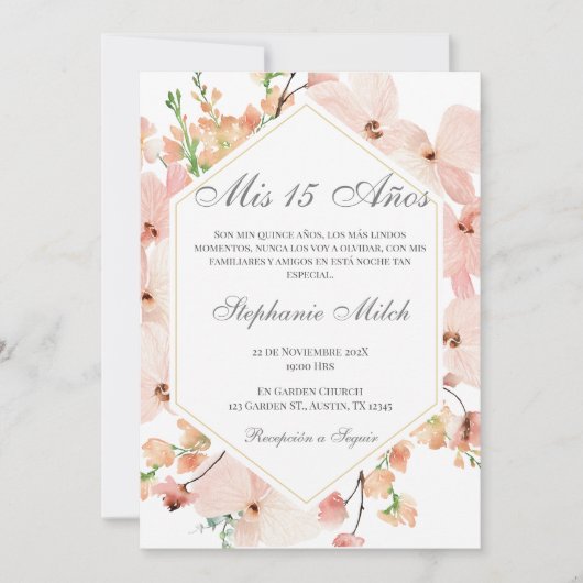 Elegante Invitación de Quinceañera 招待状 (正面)