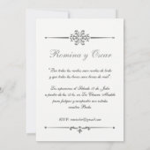 Elegante Invitación para bodas en Español. 招待状 (裏面)