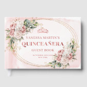 Elegante Libro de Firmas Quinceañera Floral con  ゲストブック (正面)