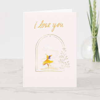 Elegante Liebeskarte I Love You mit tanzender Frau カード