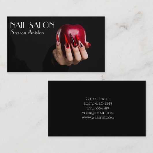 Elegante Maniküre nagel Nagelsalon Visitenkarte 名刺 (正面/裏面)
