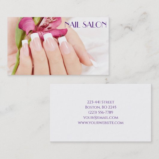 Elegante Maniküre nagel Nagelsalon Visitenkarte 名刺 (正面/裏面)