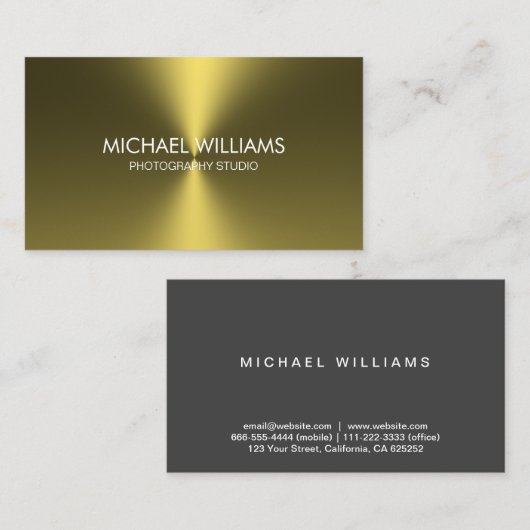 Elegante metal profesional blanco negro brillante 名刺 (正面/裏面)