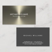 Elegante metal profesional blanco negro brillante 名刺 (正面/裏面)