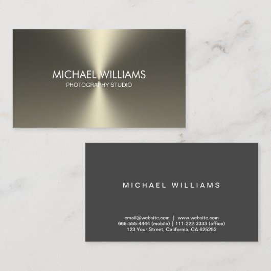 Elegante metal profesional blanco negro brillante 名刺 (正面/裏面)