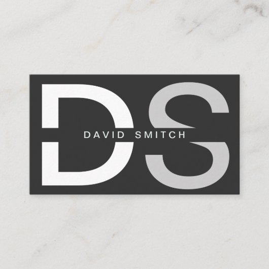 ELEGANTE MODERNO PROFESIONAL SIMPLE BLANCO NEGRO 名刺 (正面)