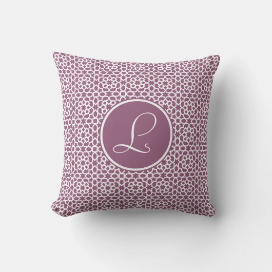 Elegante monograma de geometría púrpura クッション (正面)