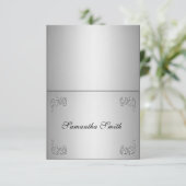 Elegante Namensschilder - Silberne Blumenranken 招待状 (スタンド正面)