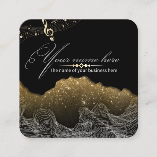 elegante nego con notas musicales スクエア名刺 (正面)