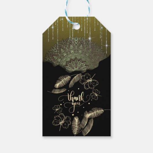 elegante negro de plumas con gracias ギフトタグ (正面)